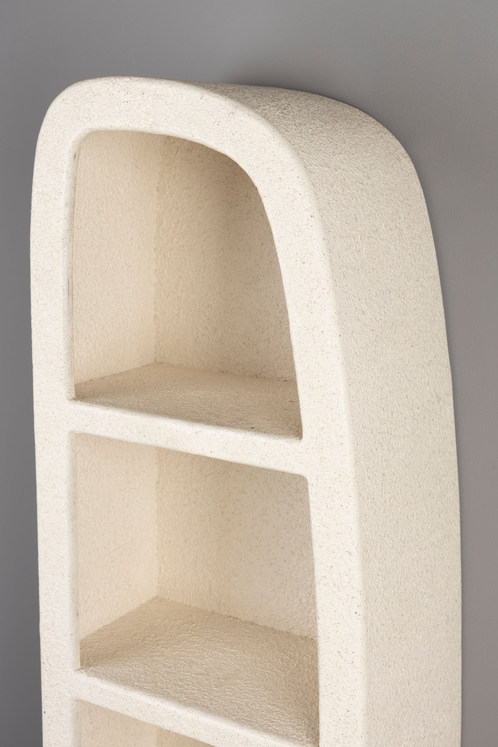 Dutchbone Veda Organic Curved Neutral Marble Triple Wall Shelf
